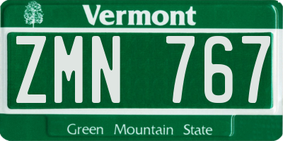 VT license plate ZMN767