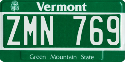 VT license plate ZMN769