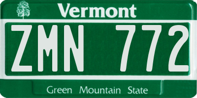 VT license plate ZMN772
