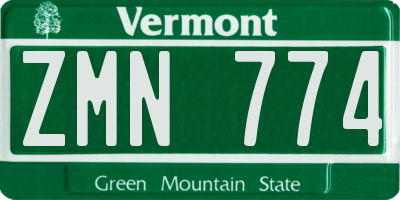 VT license plate ZMN774