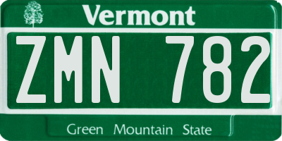 VT license plate ZMN782