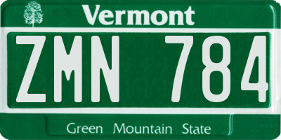 VT license plate ZMN784