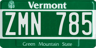 VT license plate ZMN785