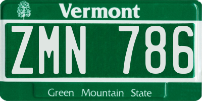 VT license plate ZMN786