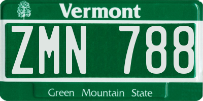 VT license plate ZMN788