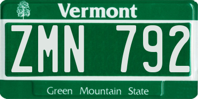 VT license plate ZMN792