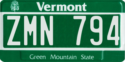 VT license plate ZMN794