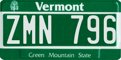 VT license plate ZMN796