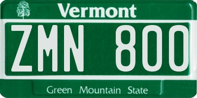 VT license plate ZMN800