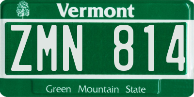 VT license plate ZMN814