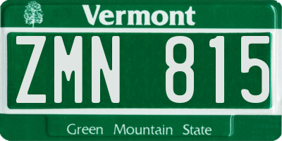 VT license plate ZMN815