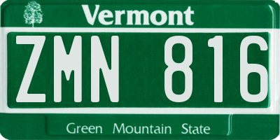 VT license plate ZMN816