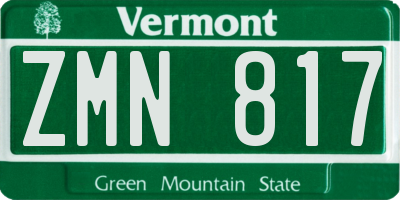 VT license plate ZMN817