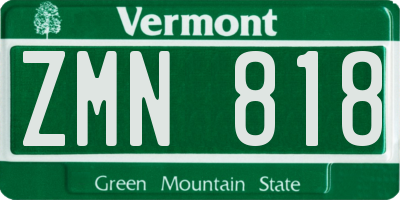 VT license plate ZMN818