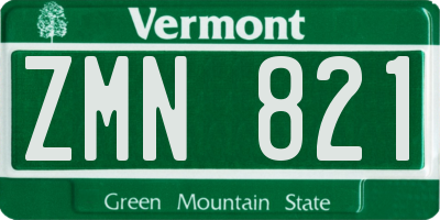 VT license plate ZMN821