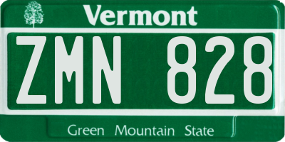 VT license plate ZMN828