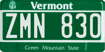VT license plate ZMN830