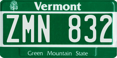 VT license plate ZMN832