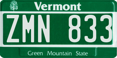 VT license plate ZMN833