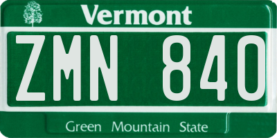 VT license plate ZMN840