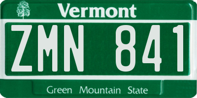 VT license plate ZMN841