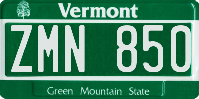 VT license plate ZMN850