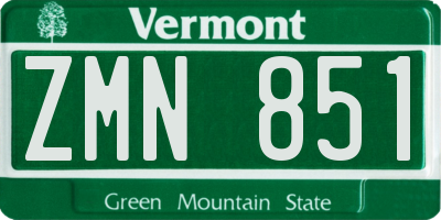 VT license plate ZMN851
