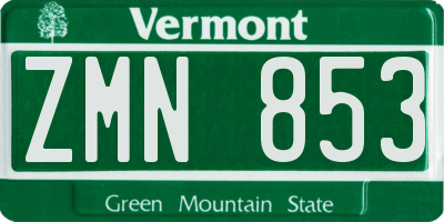 VT license plate ZMN853