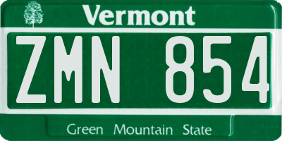 VT license plate ZMN854