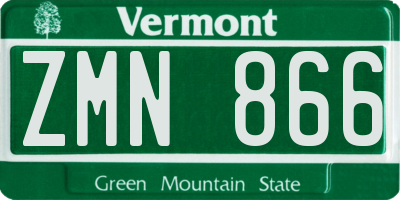 VT license plate ZMN866