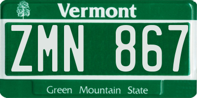 VT license plate ZMN867