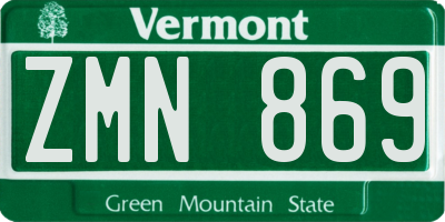 VT license plate ZMN869