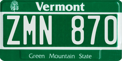 VT license plate ZMN870