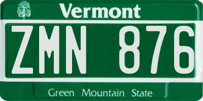 VT license plate ZMN876