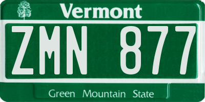 VT license plate ZMN877