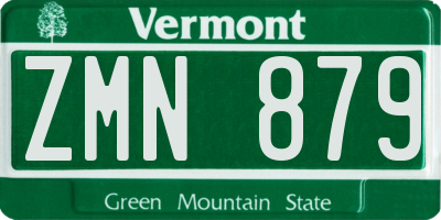 VT license plate ZMN879