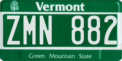 VT license plate ZMN882