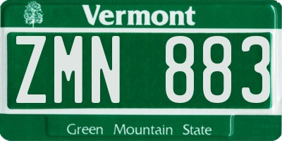 VT license plate ZMN883