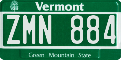 VT license plate ZMN884