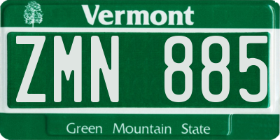 VT license plate ZMN885