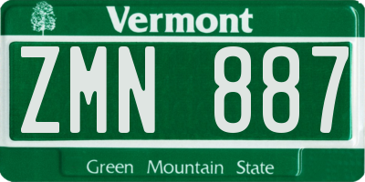 VT license plate ZMN887