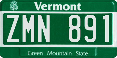 VT license plate ZMN891