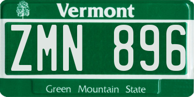 VT license plate ZMN896