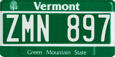 VT license plate ZMN897