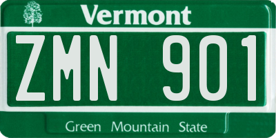 VT license plate ZMN901