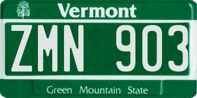VT license plate ZMN903