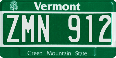 VT license plate ZMN912