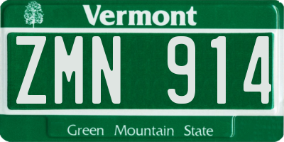 VT license plate ZMN914