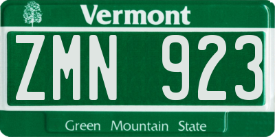 VT license plate ZMN923
