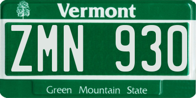 VT license plate ZMN930